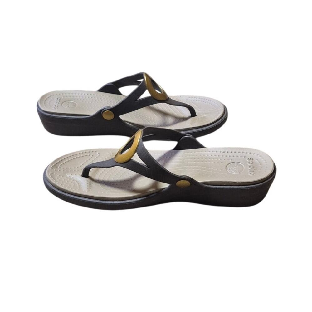 Crocs Sanrah Beveled Circle Wedge Sandals Size W10 - Picture 5 of 7